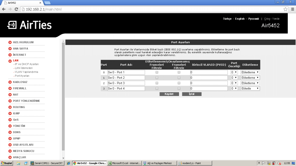 Modem Vlan tagged-untagged